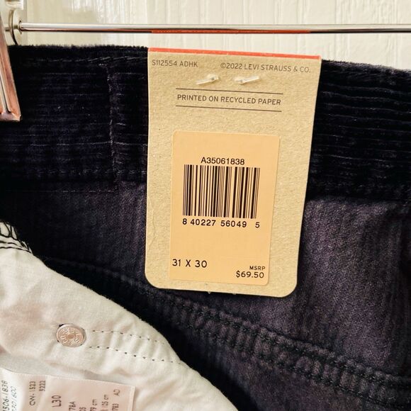 Levi's High Waisted Mom Jeans Women's 31 X 30 Corduroy Black Relaxed Tapered - Picture 10 of 13